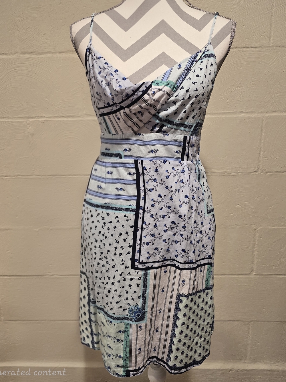 LOFT Patchwork Floral Twist-Cutout Cami Dress Womens 10 Boho Cottagecore. - Picture 1 of 12